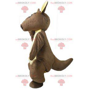Mascotte de kangourou marron et jaune géant - Redbrokoly.com
