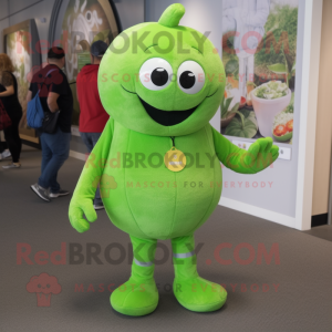 Lime Green Plum mascot costume character dressed with a Corduroy Pants and Keychains
