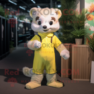 Lemon Yellow Ferret mascot costume character dressed with a Blouse and Anklets
