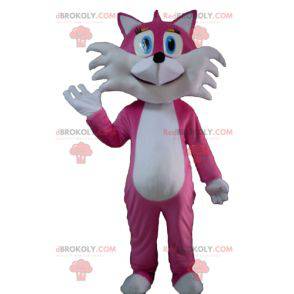 Mascote raposa rosa e branca fofa e sedutora - Redbrokoly.com