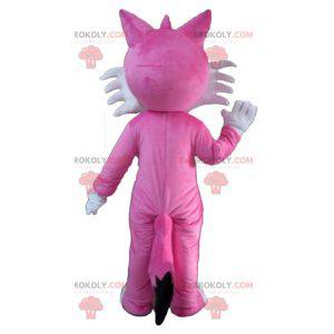 Mascote raposa rosa e branca fofa e sedutora - Redbrokoly.com