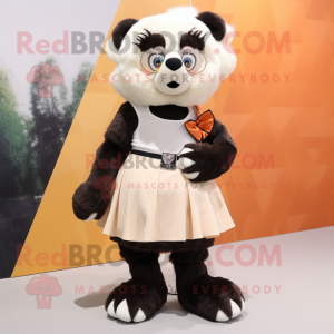 Cream Spectacled Bear mascot costume character dressed with a Mini Skirt and Shoe clips