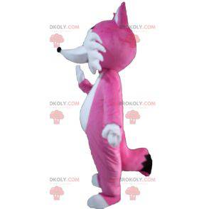 Mascote raposa rosa e branca fofa e sedutora - Redbrokoly.com