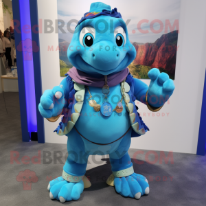Blue Turtle maskot kostume...