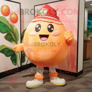 Peach Grapefruit mascot costume character dressed with a Romper and Bracelets