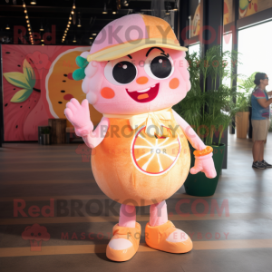 Peach Grapefruit mascot costume character dressed with a Romper and Bracelets