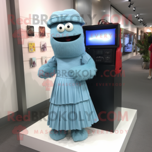 nan Television mascot costume character dressed with a Pleated Skirt and Messenger bags