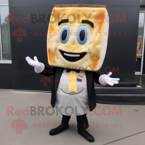 Silver Grilled Cheese Sandwich mascot costume character dressed with a Tuxedo and Cummerbunds