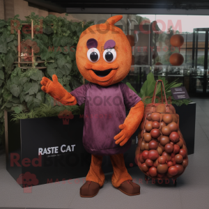 Rust Grape mascot costume character dressed with a Shift Dress and Briefcases