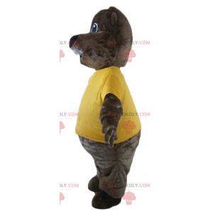 Mascote castor marrom com uma camiseta amarela - Redbrokoly.com
