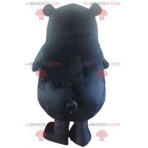 Mascote grande urso preto com bochechas vermelhas -