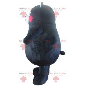 Mascote grande urso preto com bochechas vermelhas -