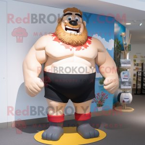 nan Strongman mascot costume character dressed with a Swimwear and Headbands