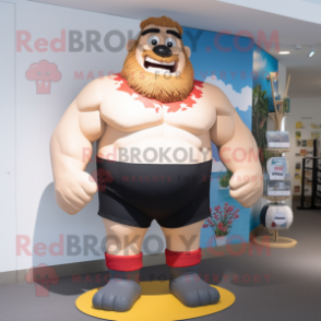 nan Strongman mascot costume character dressed with a Swimwear and Headbands