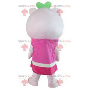 Mascota de oso de peluche rosa con un vestido - Redbrokoly.com