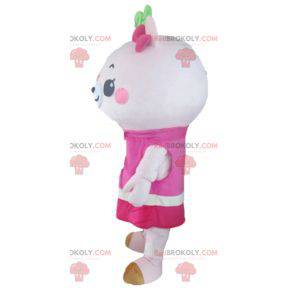 Mascotte de nounours rose avec une robe - Redbrokoly.com