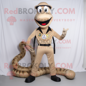 Beige Snake maskot drakt...