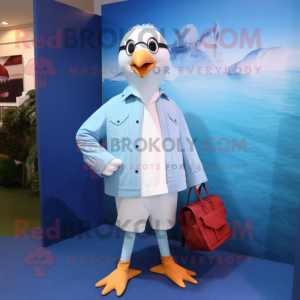 Sky Blue Gull maskot kostym...