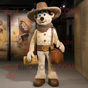 Beige Cowboy maskot kostym...