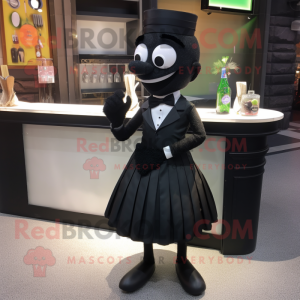 Black Engagement Ring mascot costume character dressed with a Cocktail Dress and Bow ties