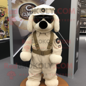 Cream Special Air Service mascot costume character dressed with a Empire Waist Dress and Pocket squares