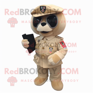 Cream Special Air Service mascot costume character dressed with a Empire Waist Dress and Pocket squares