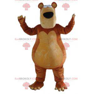 Mascota oso marrón y beige muy regordeta y divertida -