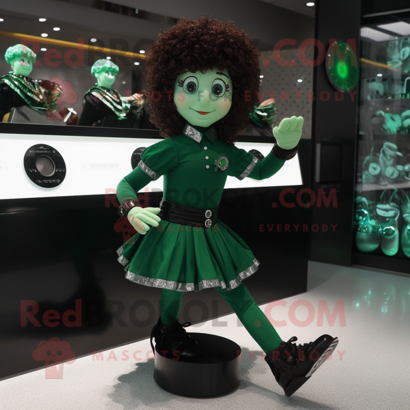 Forest Green Irish Dancing Shoes mascot costume character dressed with a Playsuit and Bracelet watches