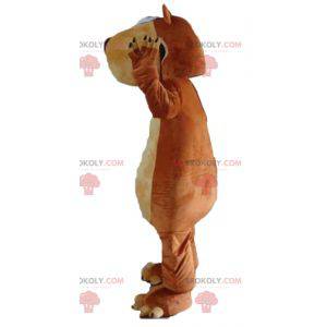 Mascota oso marrón y beige muy regordeta y divertida -