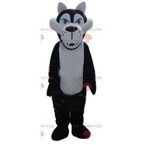 Mascotte lupo bianco e nero che sembra feroce - Redbrokoly.com