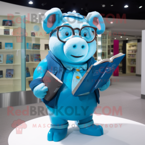 Blue Pig mascotte kostuum...