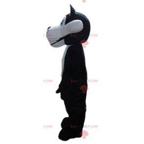 Mascotte de loup blanc et noir à l'air féroce - Redbrokoly.com