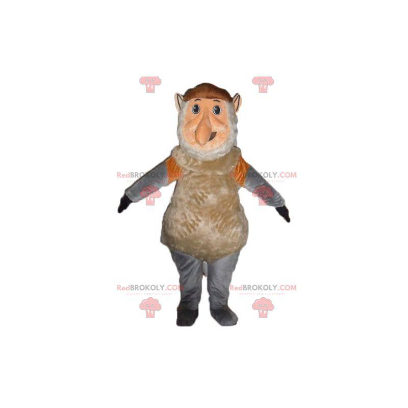 Lyserød og gråbrun nisse abe maskot - Redbrokoly.com