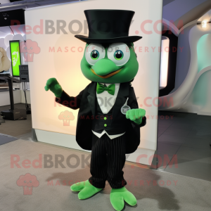 Green Gyro mascot costume character dressed with a Tuxedo and Hair clips