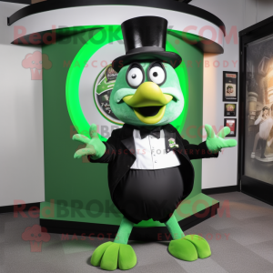 Green Gyro mascot costume character dressed with a Tuxedo and Hair clips