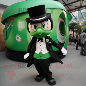 Green Gyro mascot costume character dressed with a Tuxedo and Hair clips