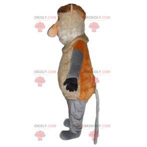 Mascote macaco gnomo marrom cinza e rosa - Redbrokoly.com