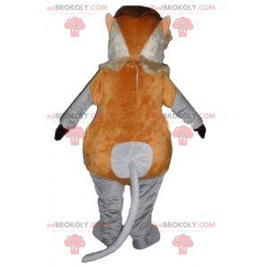 Mascote macaco gnomo marrom cinza e rosa - Redbrokoly.com