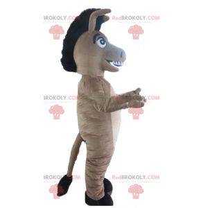 Simpatica e originale mascotte di asino puledro marrone e beige