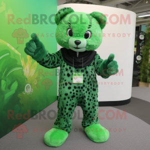 Grøn Leopard maskot kostume...