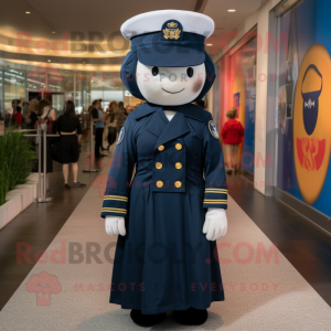 Navy Pho mascot costume character dressed with a Empire Waist Dress and Berets