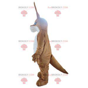 Coelho mascote canguru marrom e branco - Redbrokoly.com