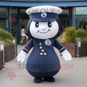 Navy Pho mascot costume character dressed with a Empire Waist Dress and Berets