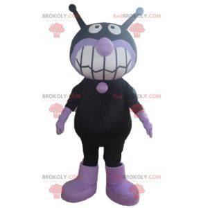 Mascotte de chat noir et violet de mouche d'extra-terrestre -