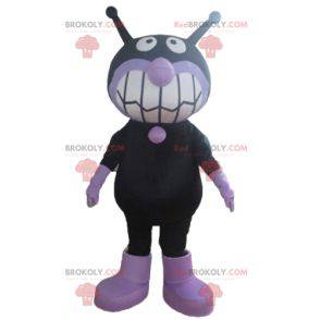 Zwart en paars buitenaardse vliegkat mascotte - Redbrokoly.com