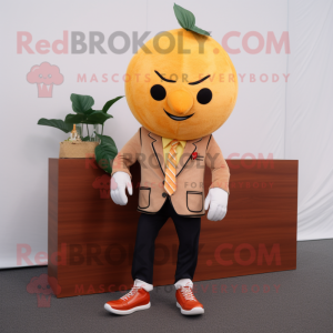 Brown Grapefruit mascot costume character dressed with a Blazer and Shoe laces