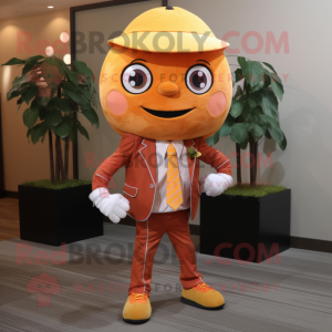 Brown Grapefruit mascot costume character dressed with a Blazer and Shoe laces