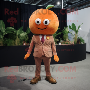 Brown Grapefruit mascot costume character dressed with a Blazer and Shoe laces