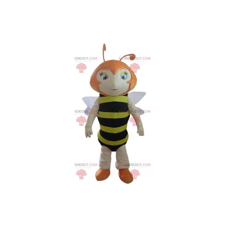 Red bee mascot striped black and yellow - Redbrokoly.com