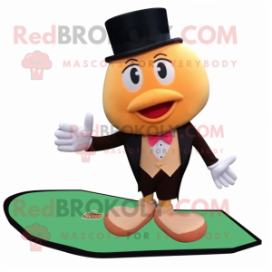 Peach Baseball Glove mascot costume character dressed with a Tuxedo and Foot pads